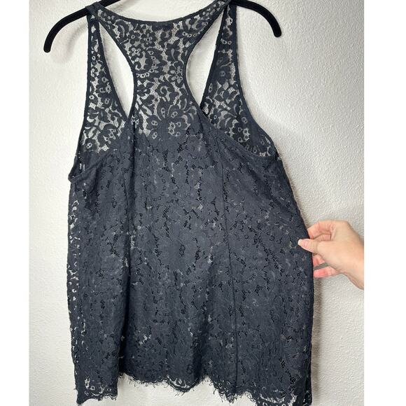 Joie Black Floral Lace Sleeveless Racerback Tank Top M - Picture 7 of 11